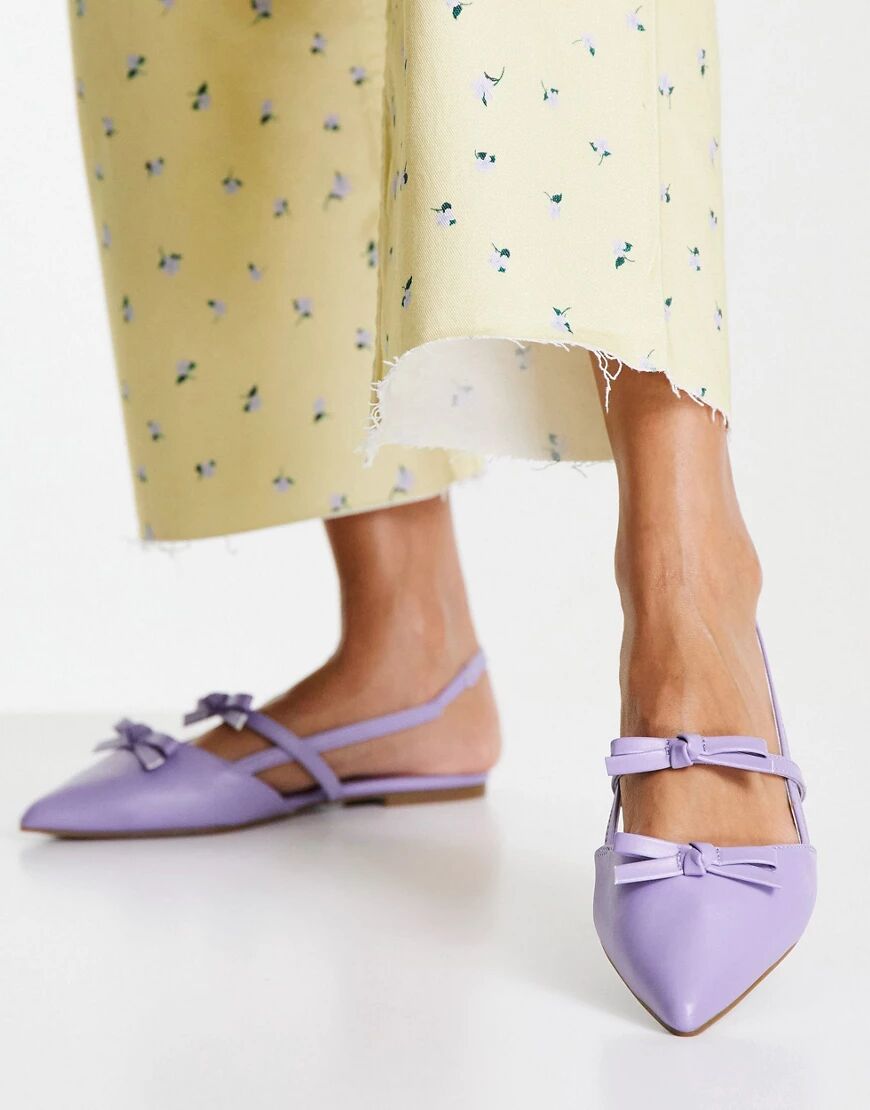 ASOS DESIGN Lady pointed bow ballet flats in lilac-Purple  Purple