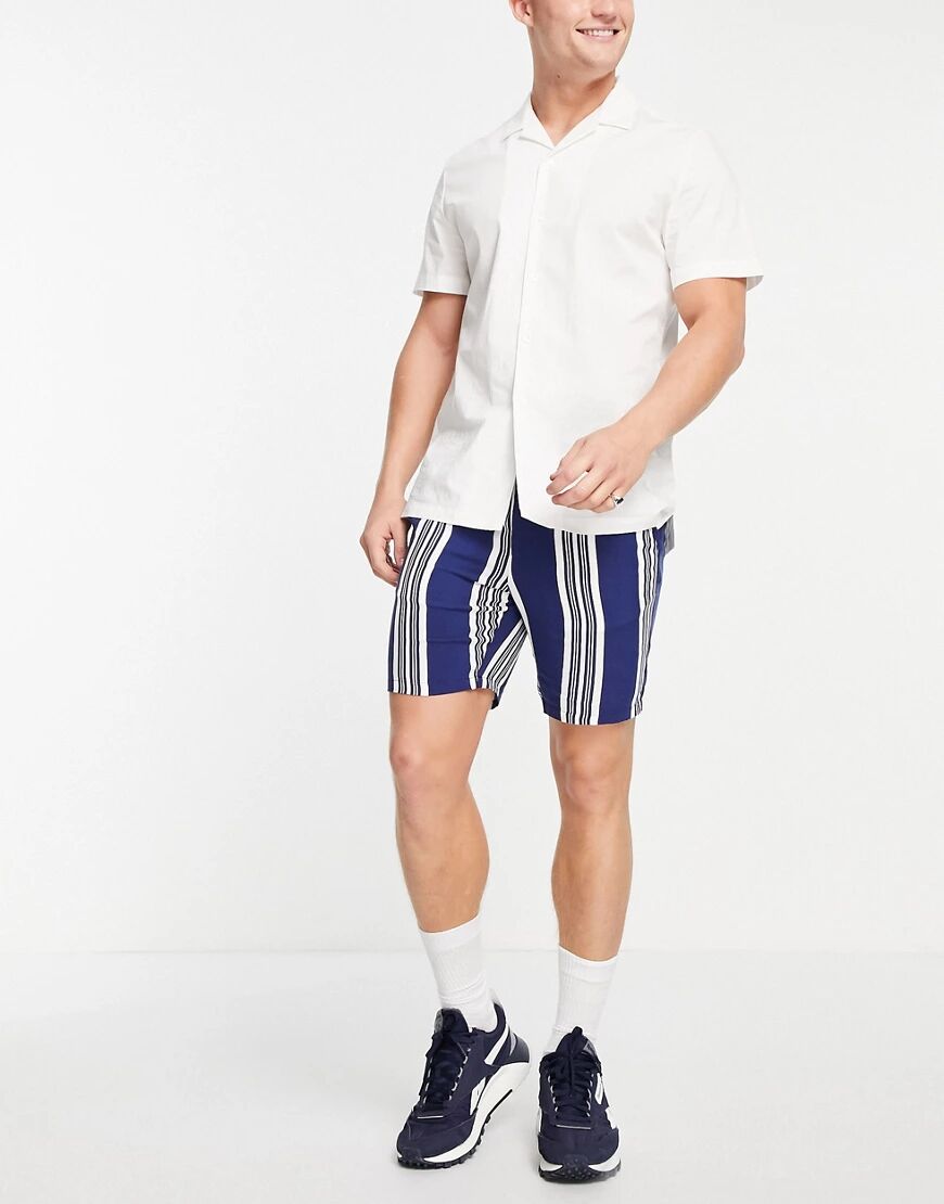 ASOS DESIGN lightweight slim shorts in navy stripe  Navy