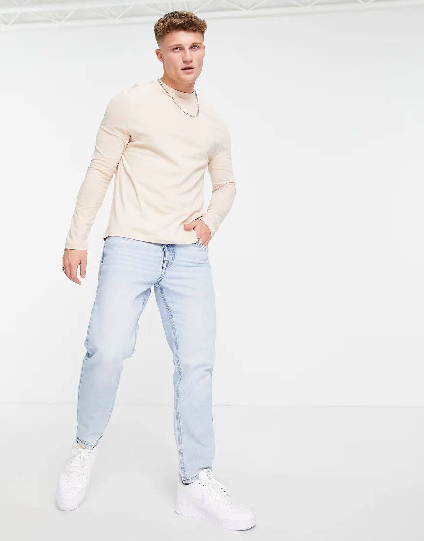 ASOS DESIGN long sleeve t-shirt with crew neck in beige-Neutral  Neutral