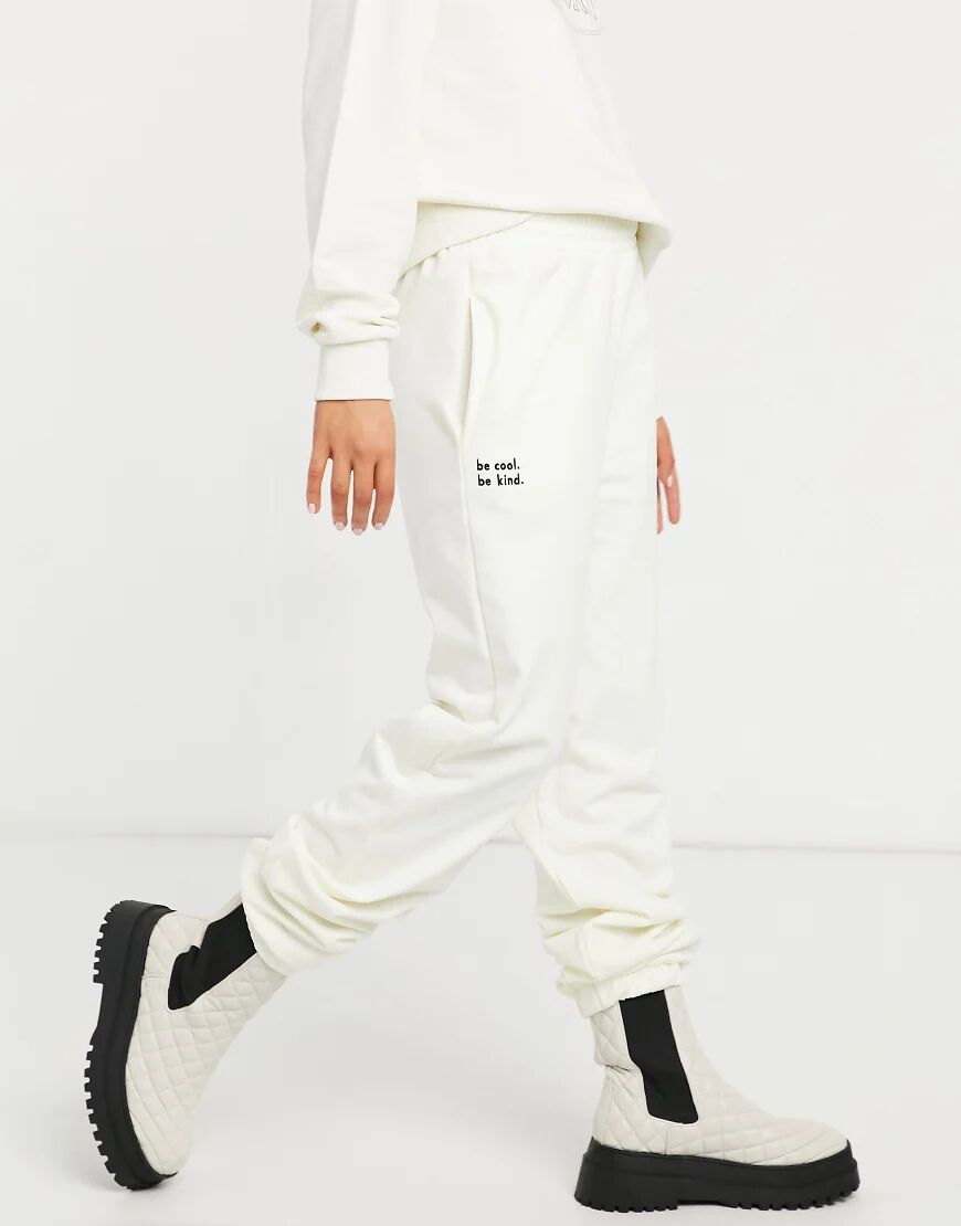 ASOS DESIGN lounge co-ord be cool be kind super oversized jogger in ecru-White  White