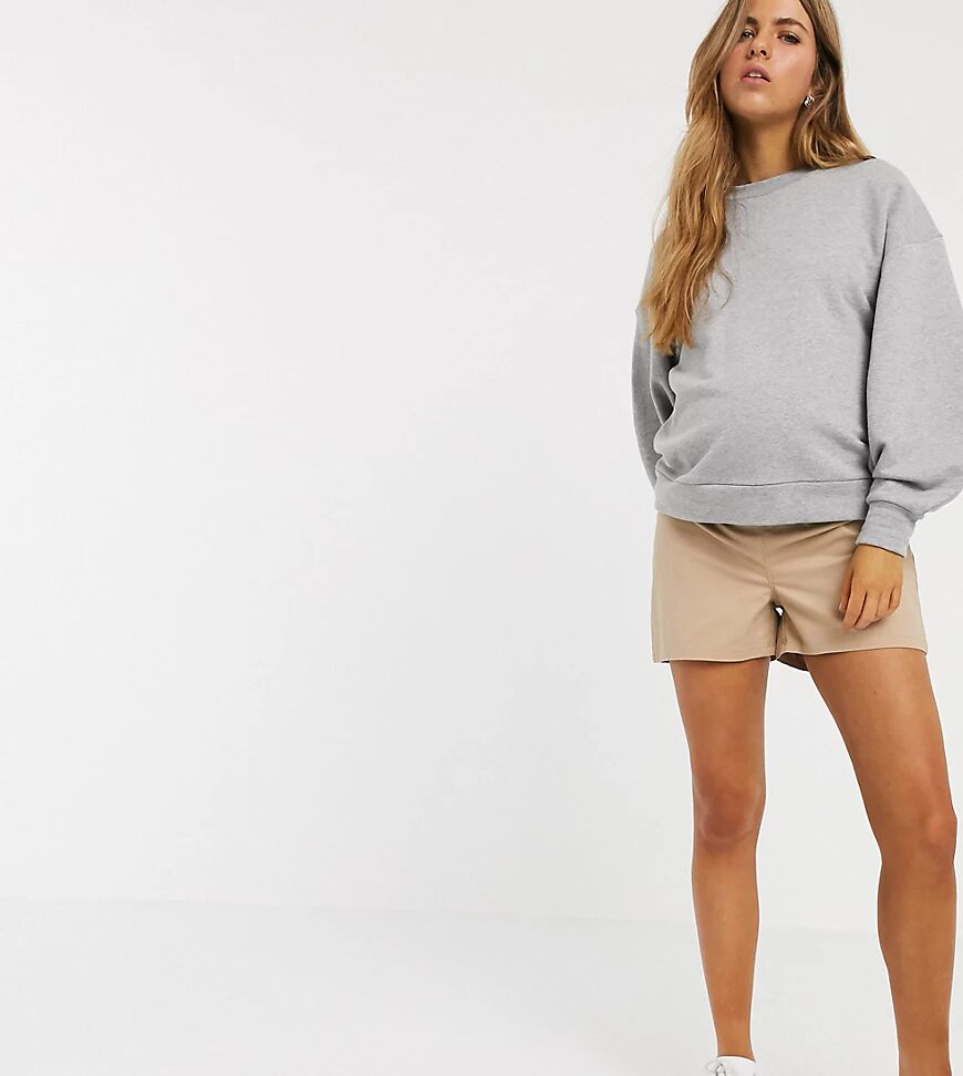 ASOS Maternity ASOS DESIGN Maternity chino short with under the bump waistband in stone-Neutral  Neutral