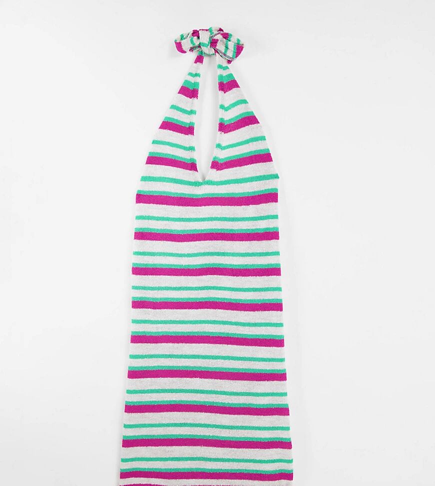 ASOS Maternity ASOS DESIGN Maternity knitted mini dress with halter neck in multi stripe  Multi