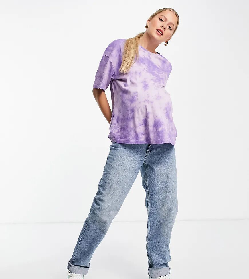 ASOS Maternity ASOS DESIGN Maternity oversized t-shirt in purple tie dye  Purple