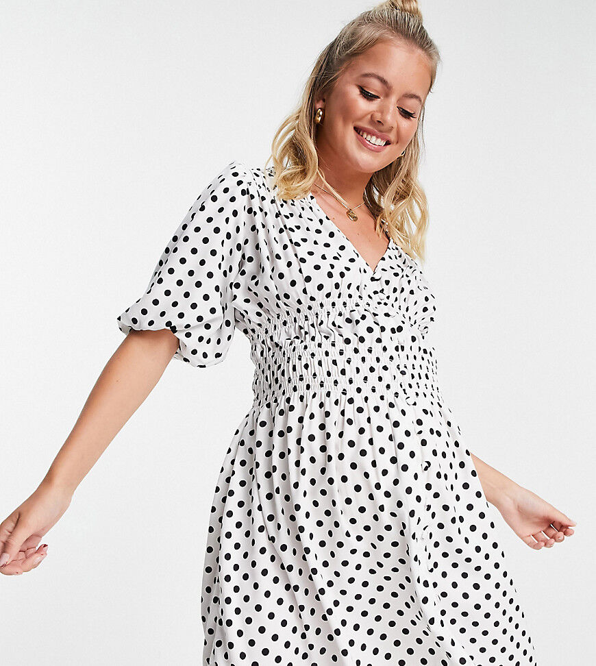 ASOS Maternity ASOS DESIGN Maternity shirred mini tea dress in mono spot print-Multi  Multi