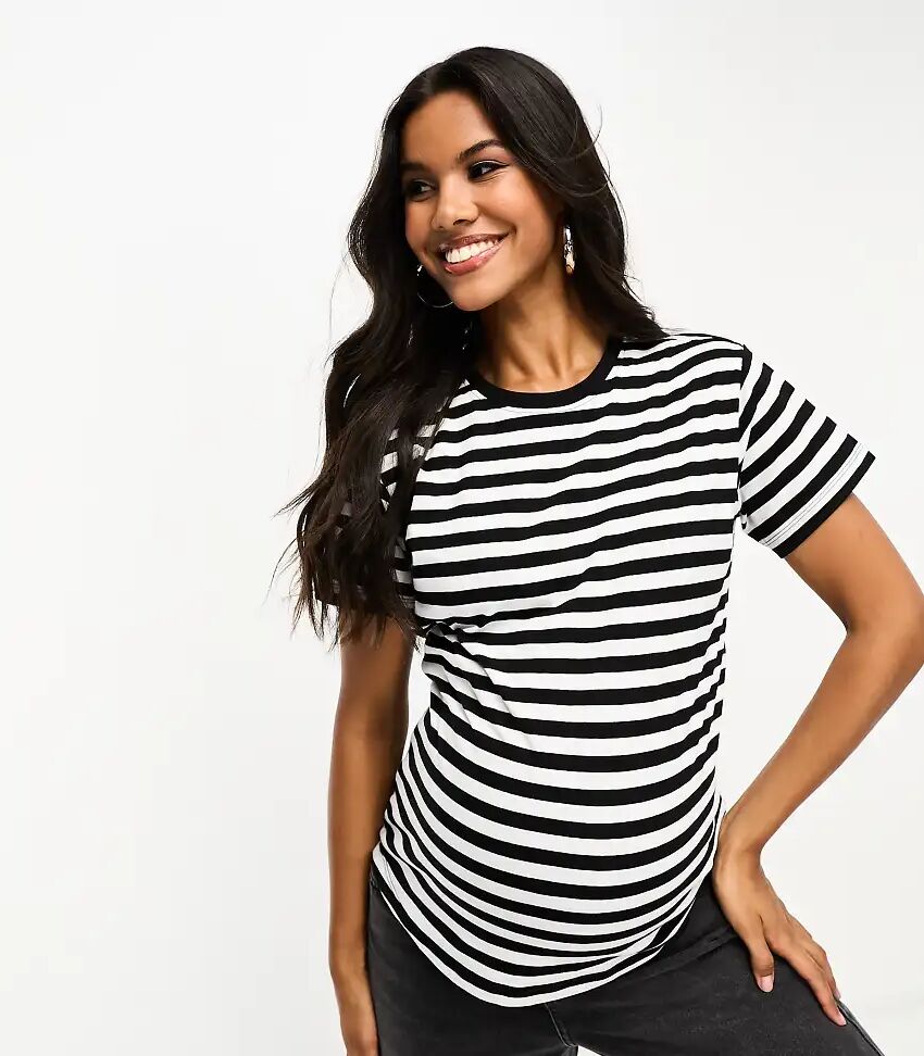 ASOS Maternity ASOS DESIGN Maternity ultimate t-shirt in black and white stripe-Multi  Multi