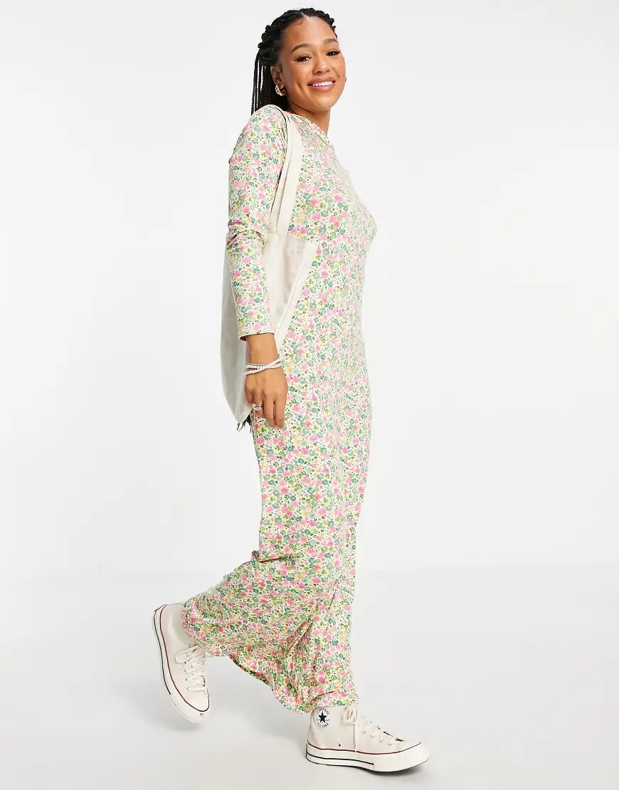 ASOS DESIGN maxi long sleeve dress in ditsy floral print-Multi  Multi