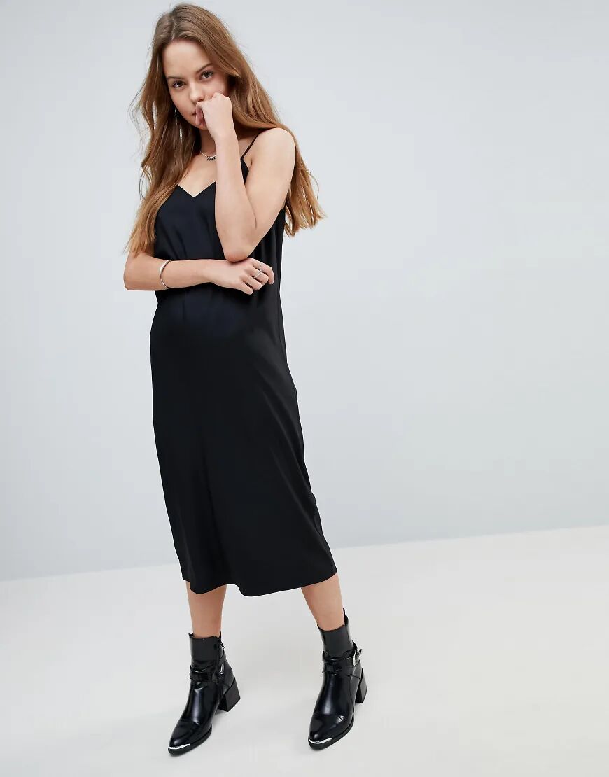 ASOS DESIGN midi cami slip dress in black  Black