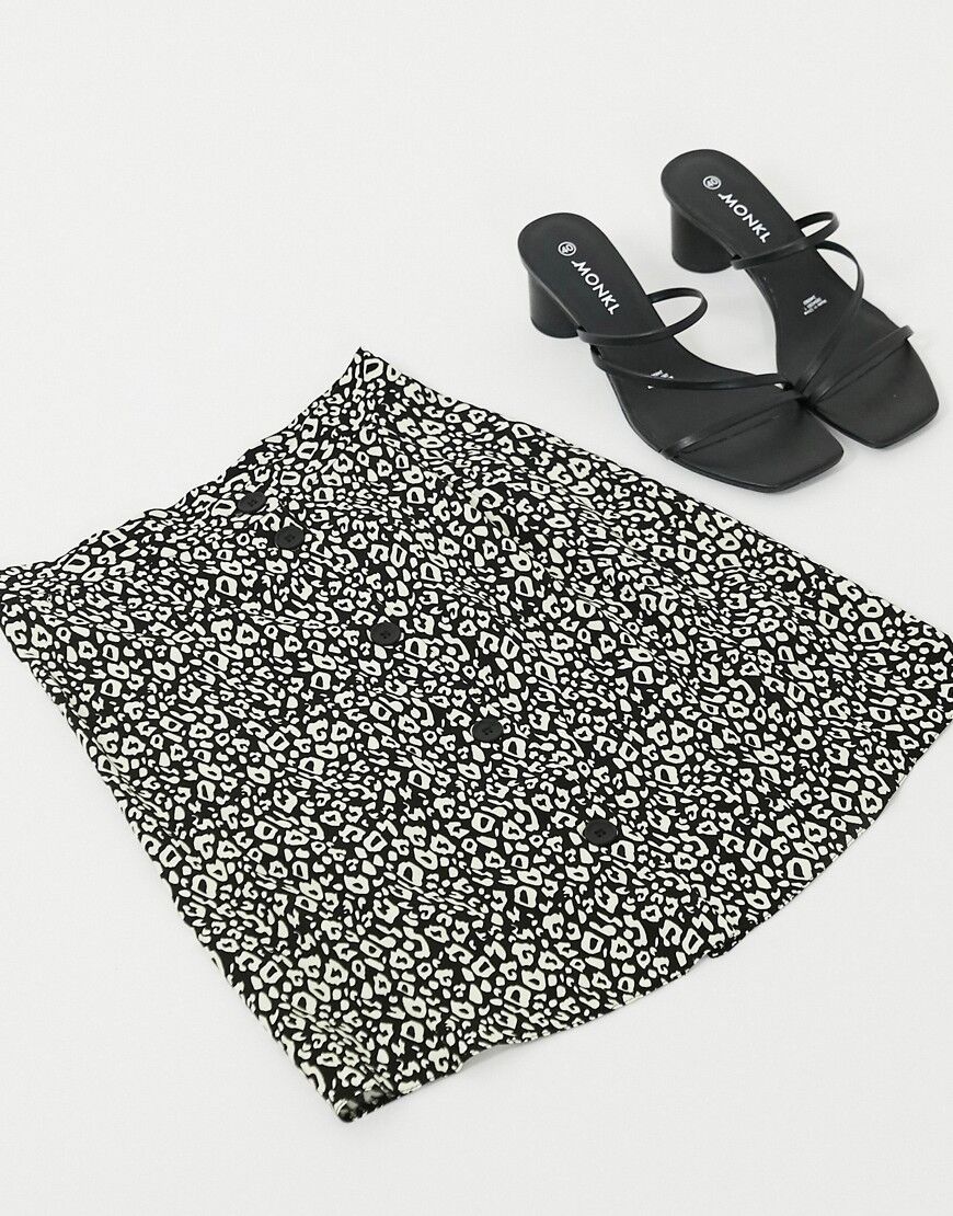 ASOS DESIGN mini skirt with side button detail in animal print-Multi  Multi
