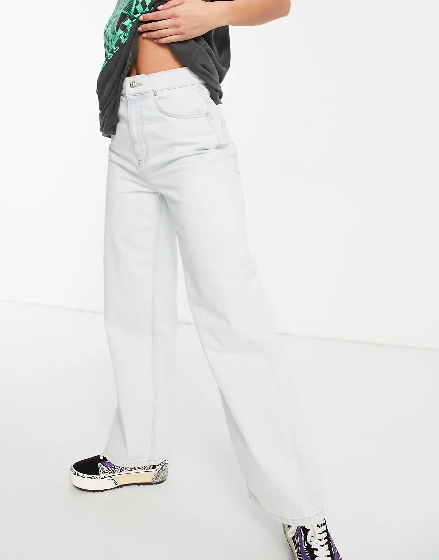 ASOS DESIGN organic cotton blend high rise 'relaxed' dad jeans in antique white-Blue  Blue