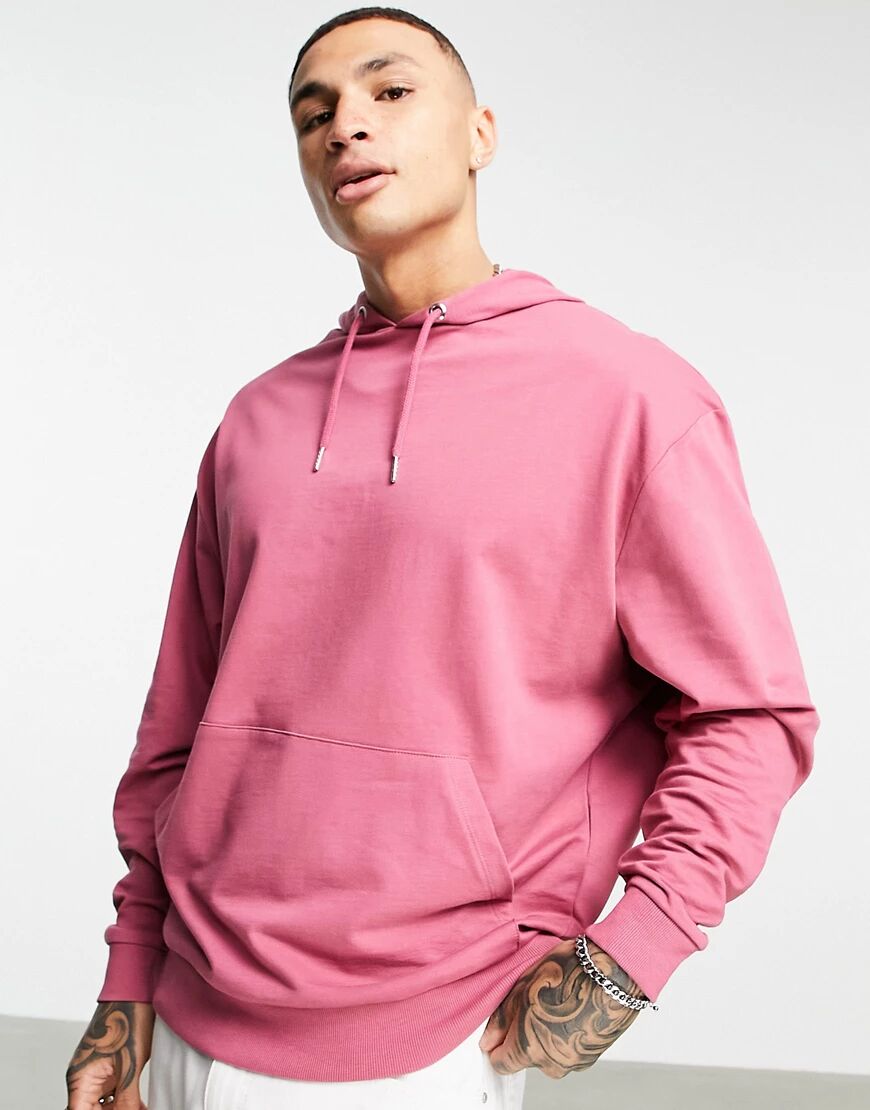 ASOS DESIGN organic lightweight oversized hoodie in pink  Pink