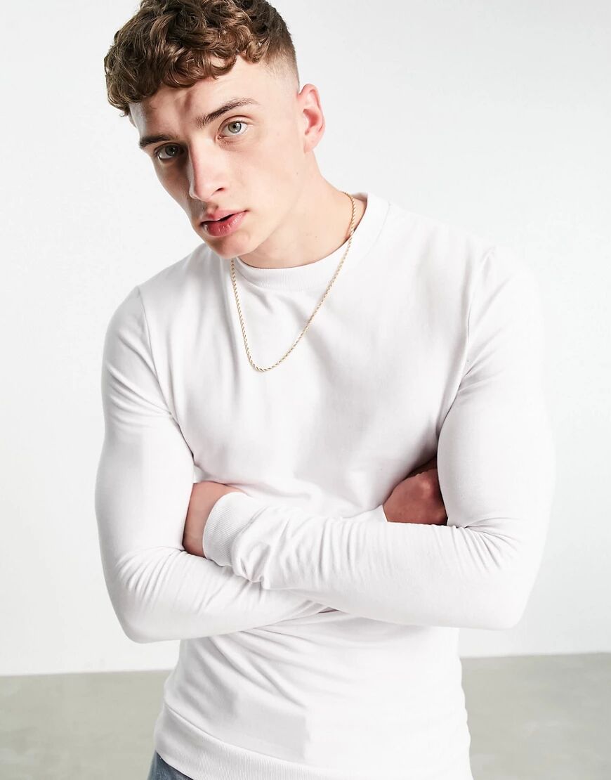 ASOS DESIGN organic muscle sweatshirt in white  White