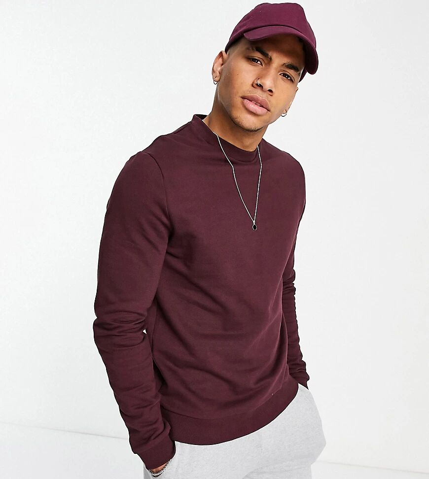 ASOS DESIGN organic sweatshirt in burgundy-Red  Red