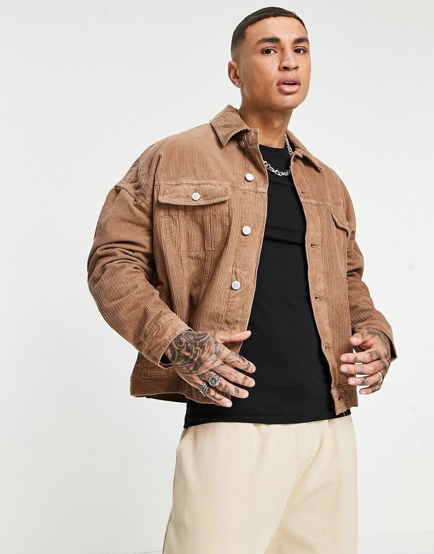 ASOS DESIGN oversized cord jacket in rust-Orange  Orange