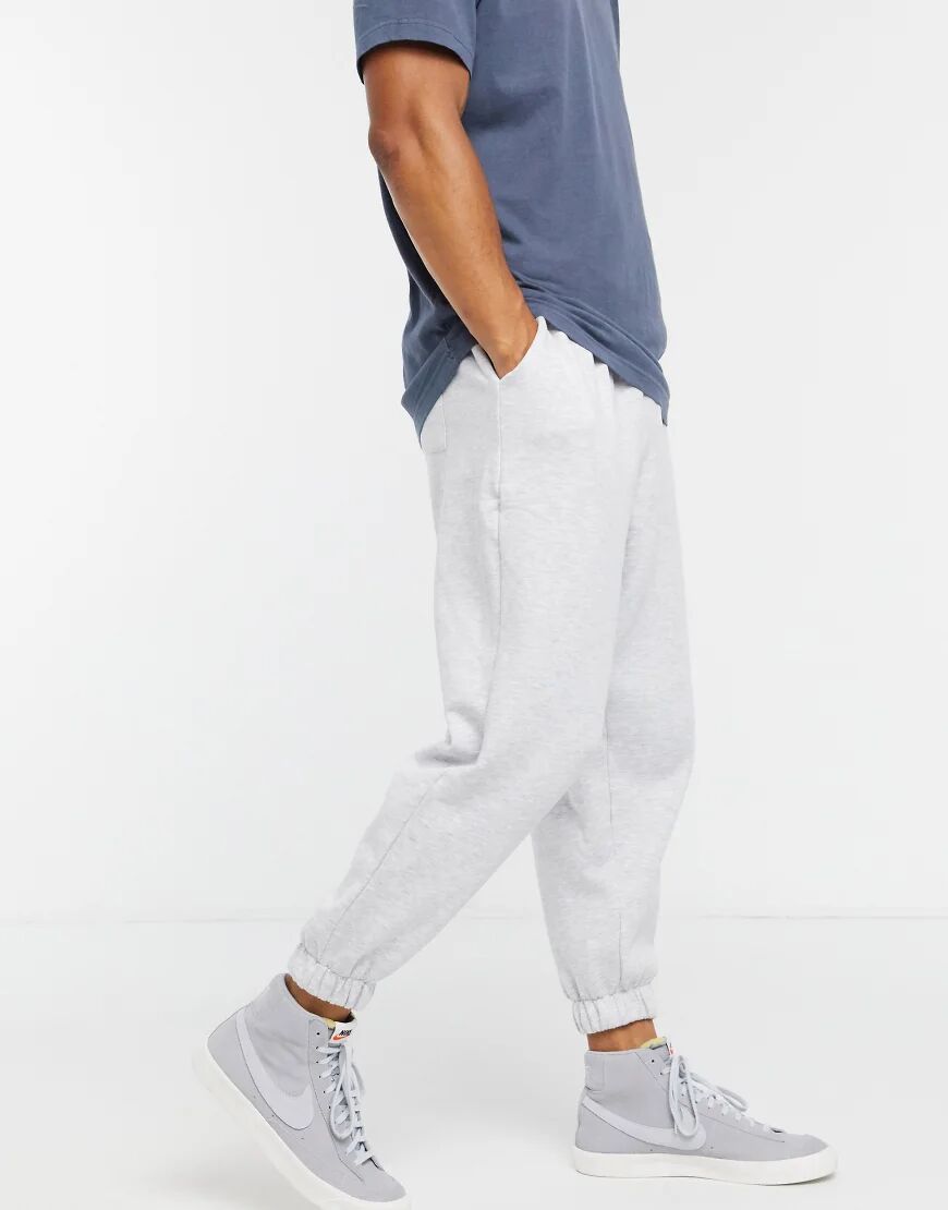 ASOS DESIGN oversized cropped joggers in white marl  White