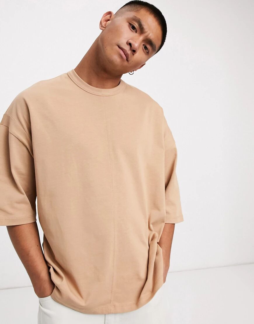 ASOS DESIGN oversized heavyweight t-shirt with seam detail in brown  Brown