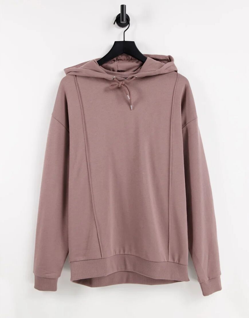 ASOS DESIGN oversized hoodie with pin tucks in washed brown  Brown