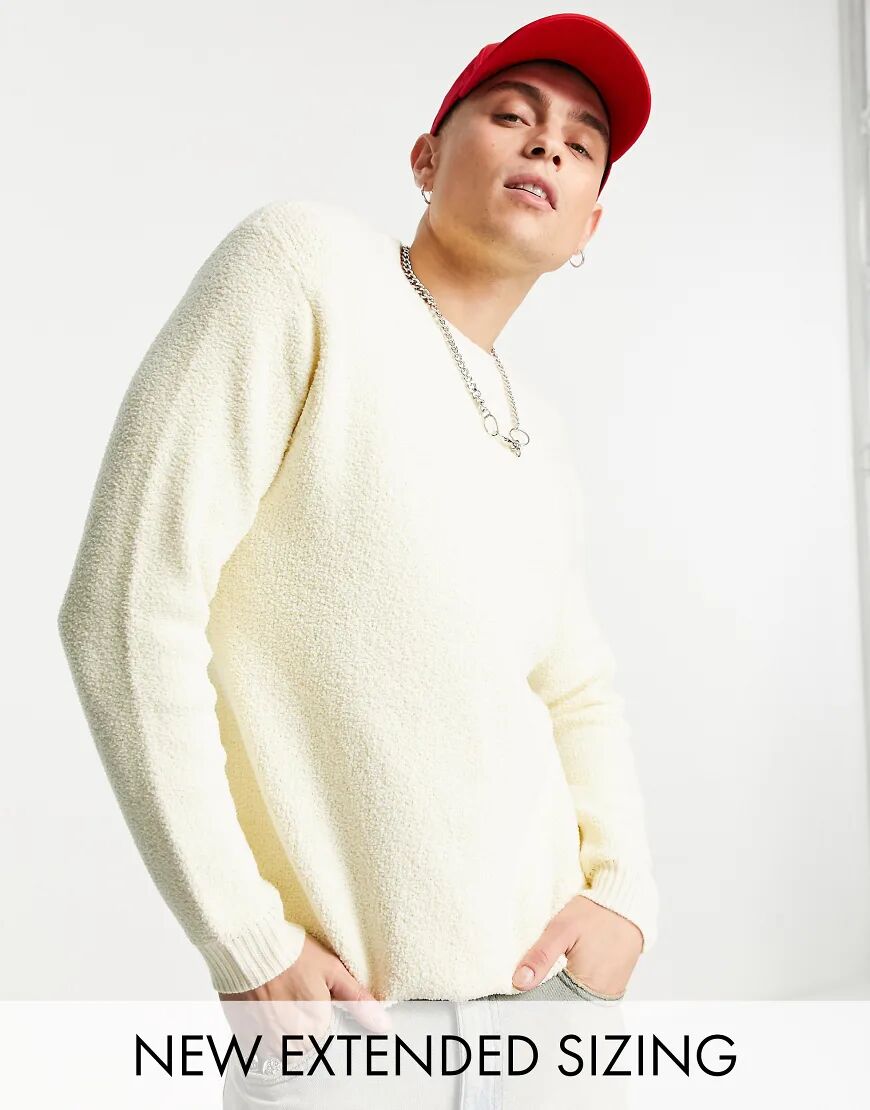 ASOS DESIGN oversized plush yarn jumper in white  White