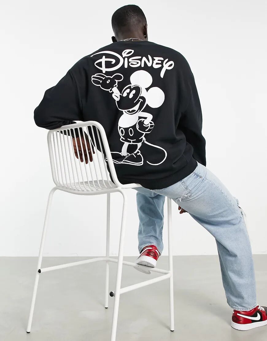 ASOS DESIGN oversized sweatshirt with Disney Mickey Mouse print in black  Black