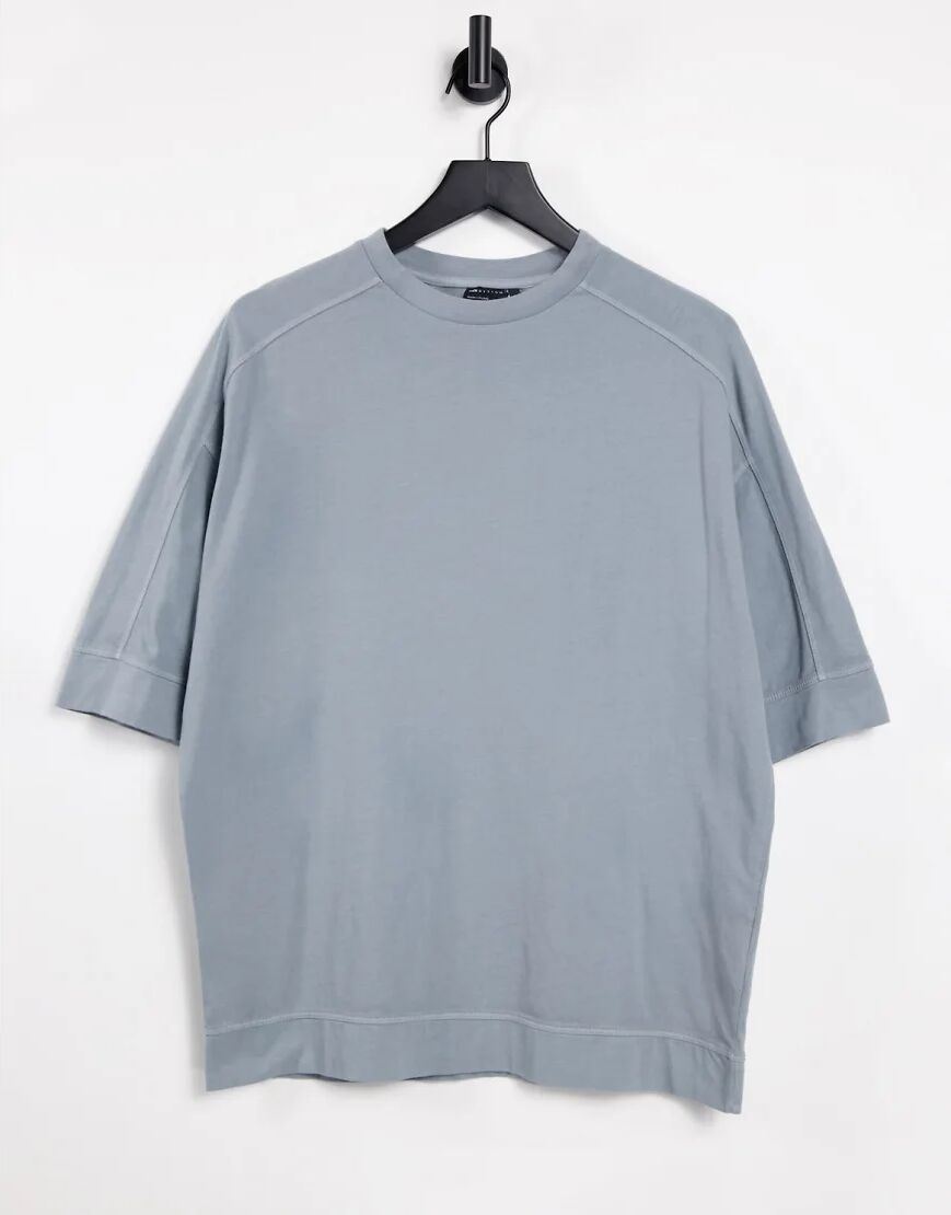 ASOS DESIGN oversized t-shirt with chunky hem and seam detail in washed blue  Blue