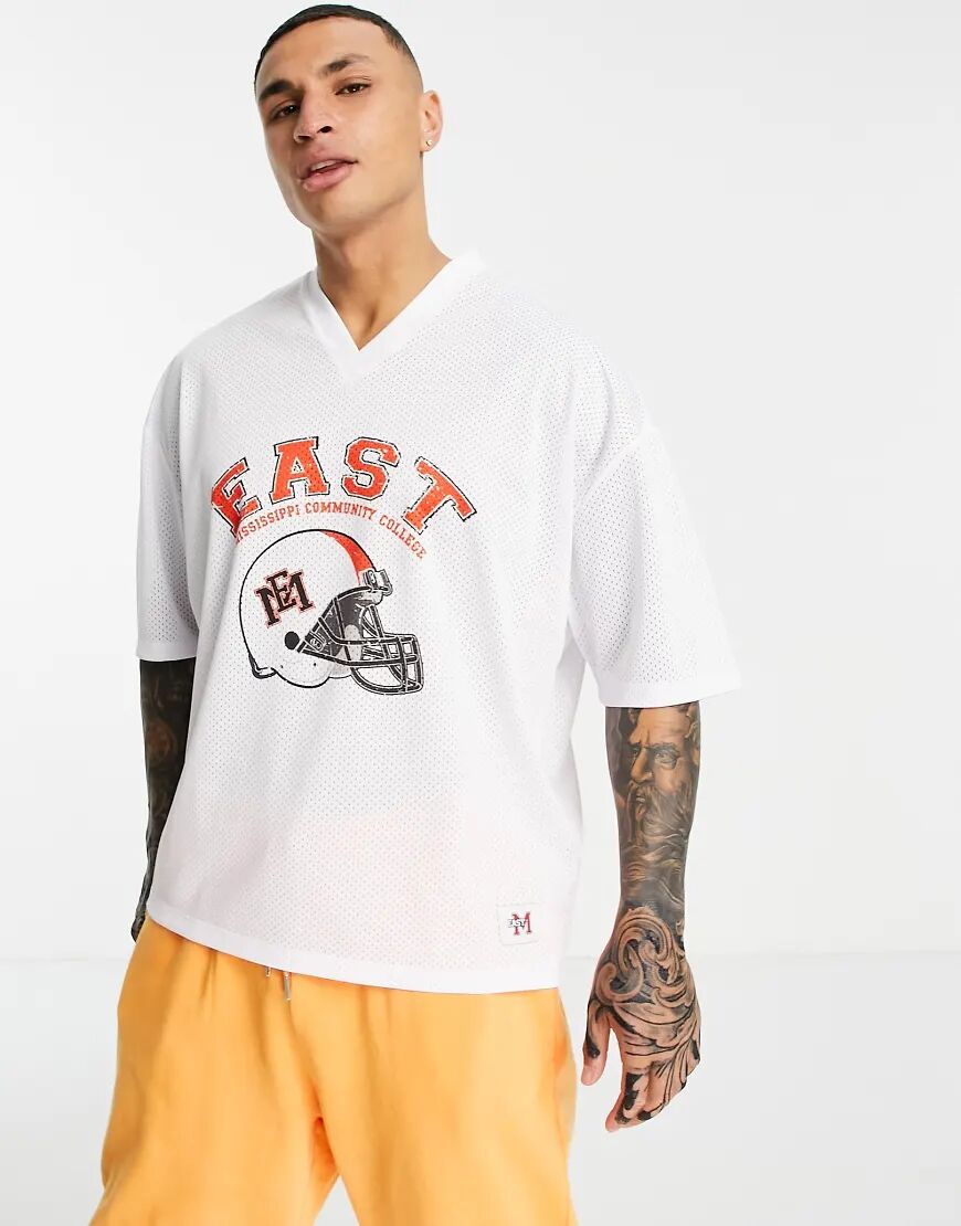 ASOS DESIGN oversized t-shirt with East Mississipi print in white  White