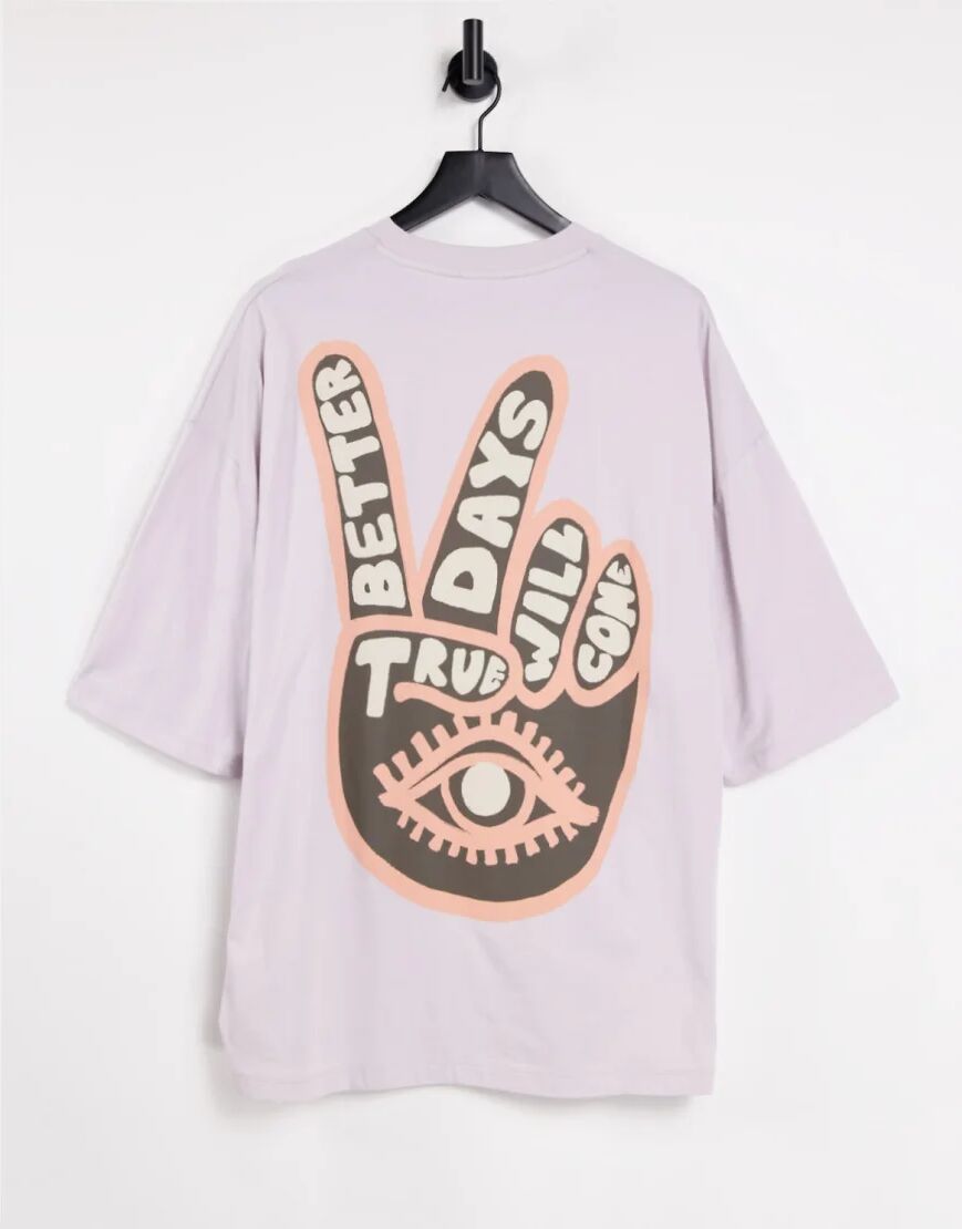 ASOS DESIGN oversized t-shirt with print in lilac-Purple  Purple