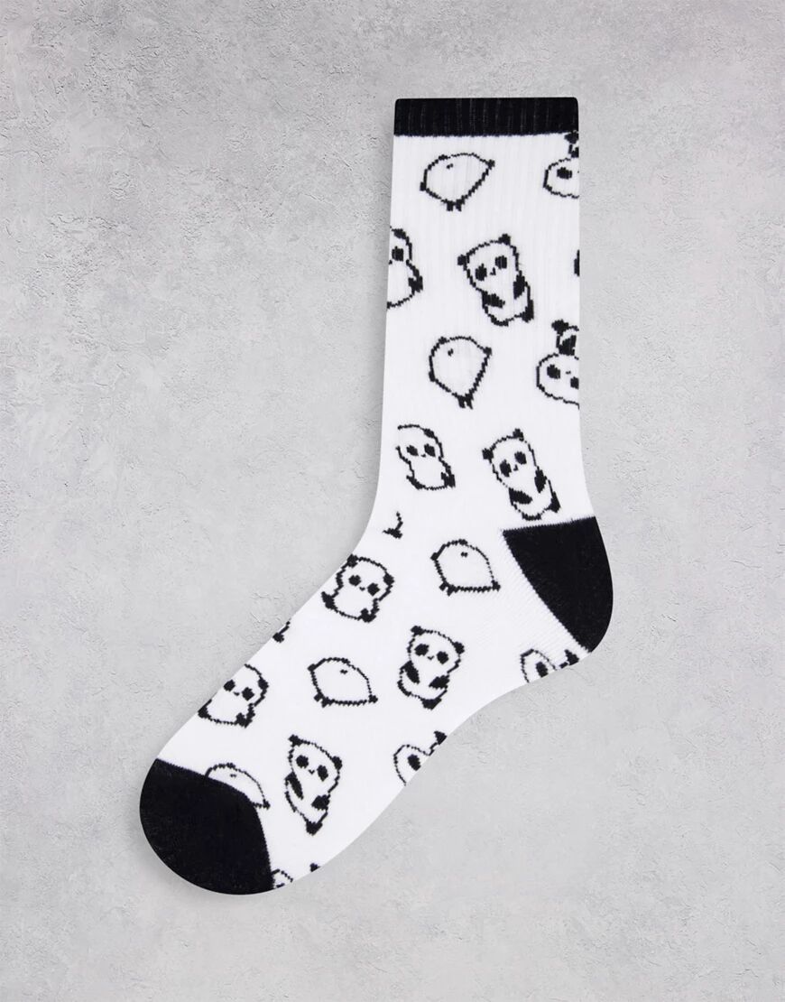 ASOS DESIGN panda sports sock in white  White