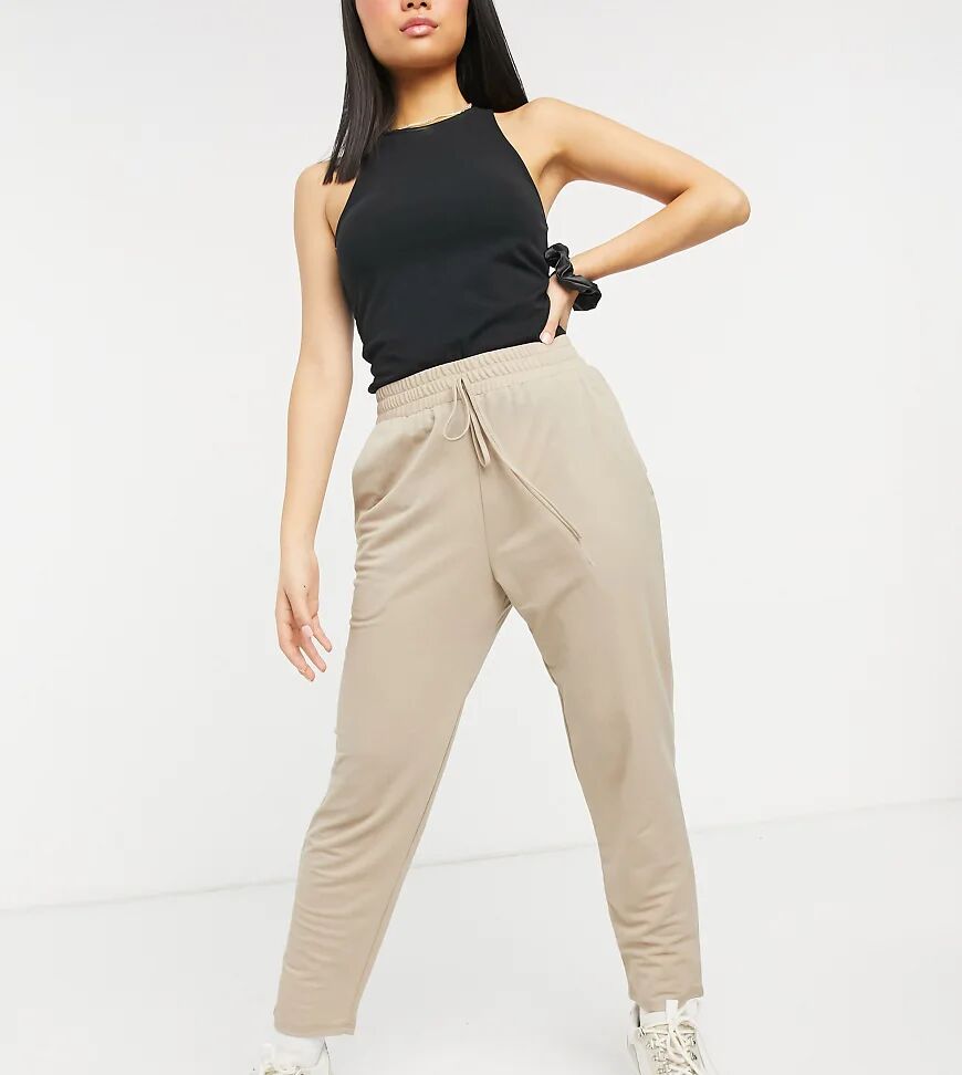 ASOS Petite ASOS DESIGN Petite linen look peg trouser in stone-Neutral  Neutral