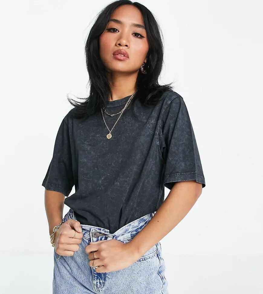 ASOS Petite ASOS DESIGN Petite oversized t-shirt in washed black-Grey  Grey