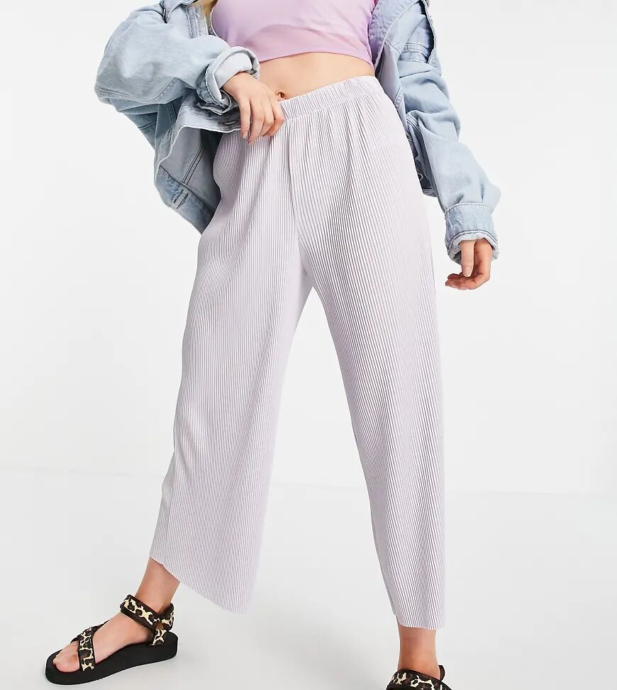 ASOS Petite ASOS DESIGN Petite plisse culotte trouser in lavender blue  Blue