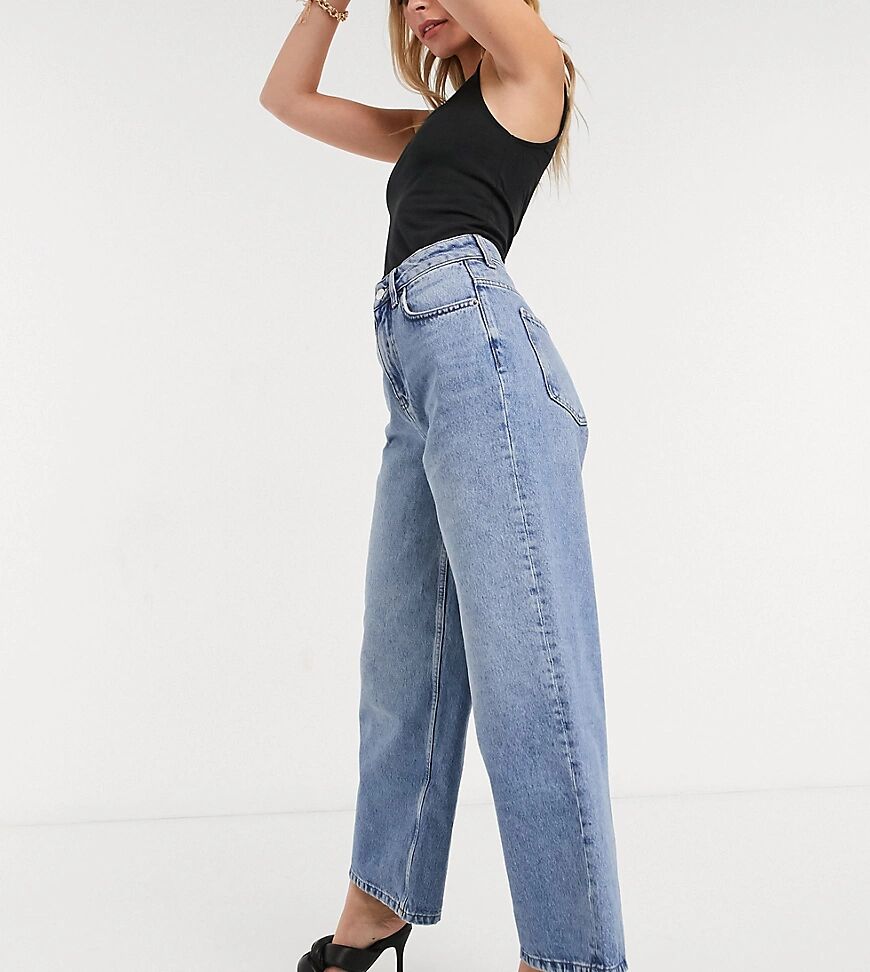 ASOS Petite ASOS DESIGN Petite recycled cotton blend high rise 'relaxed' dad jeans brightwash-Blue  Blue