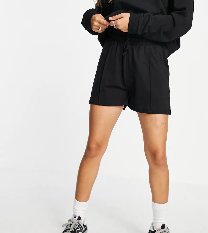 ASOS Petite ASOS DESIGN Petite sweat short with pintuck in organic cotton in black  Black