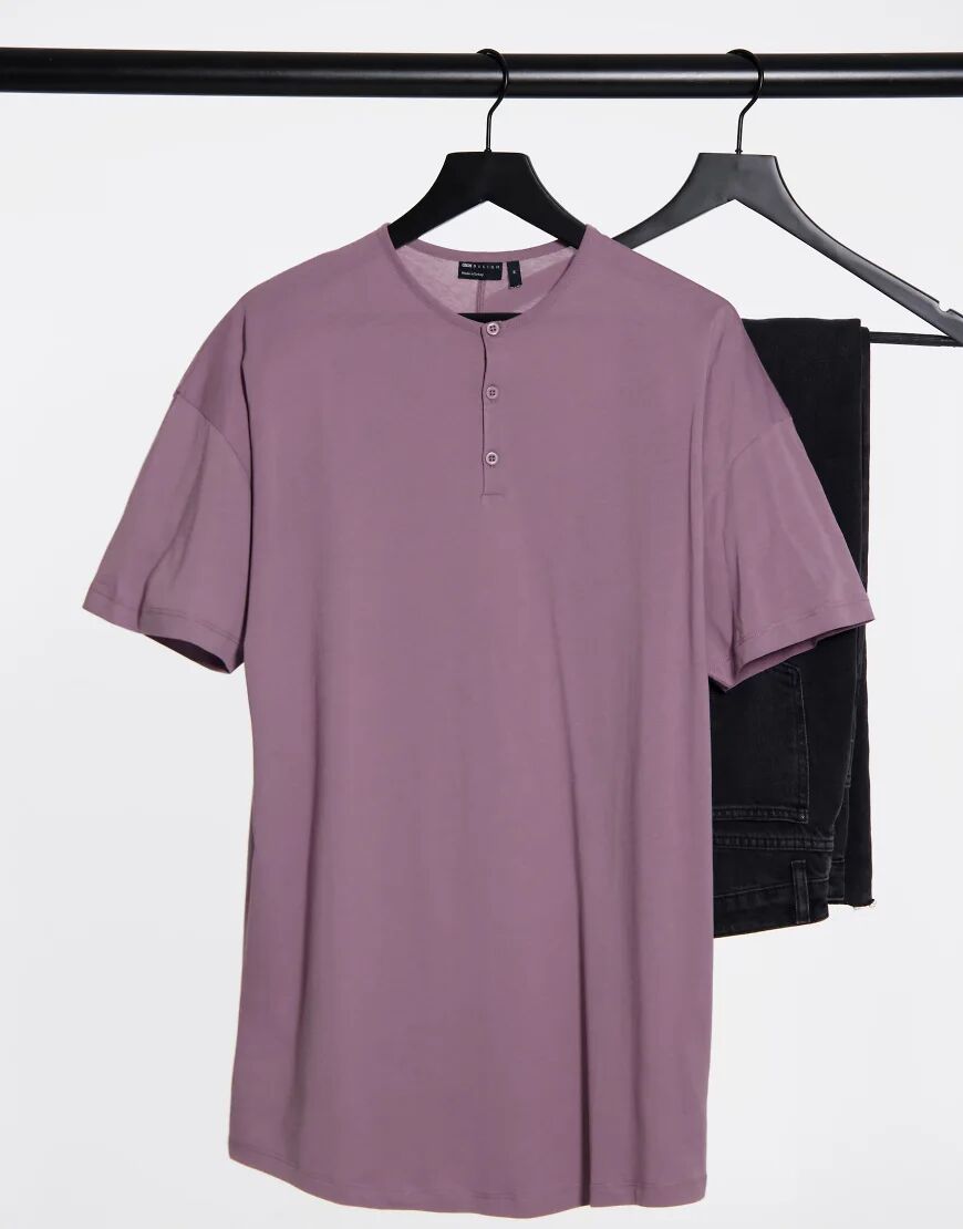 ASOS DESIGN relaxed fit longline grandad in washed lilac-Purple  Purple