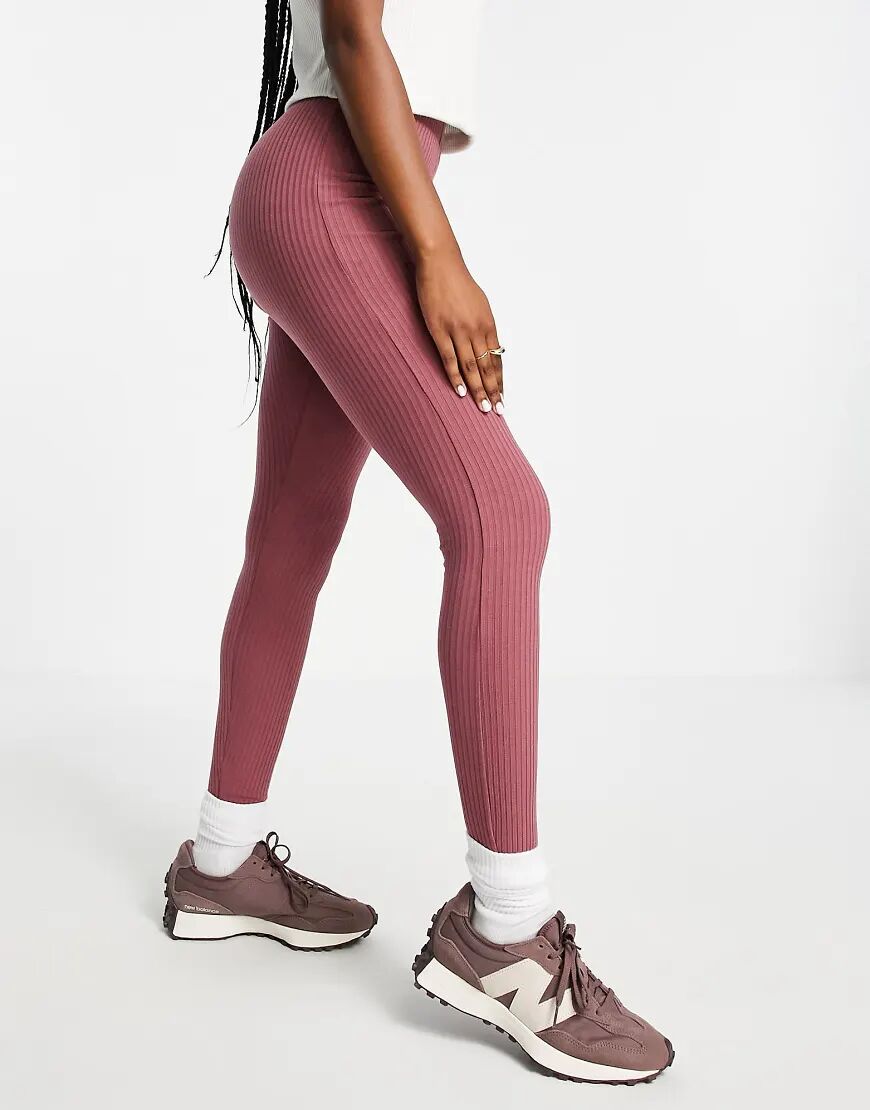 ASOS DESIGN rib legging in berry-Purple  Purple