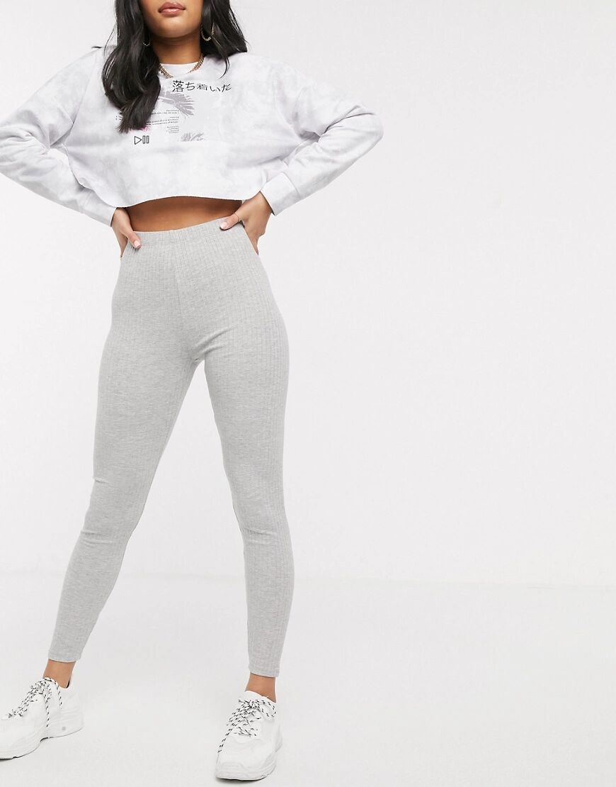 ASOS DESIGN rib legging in grey marl  Grey