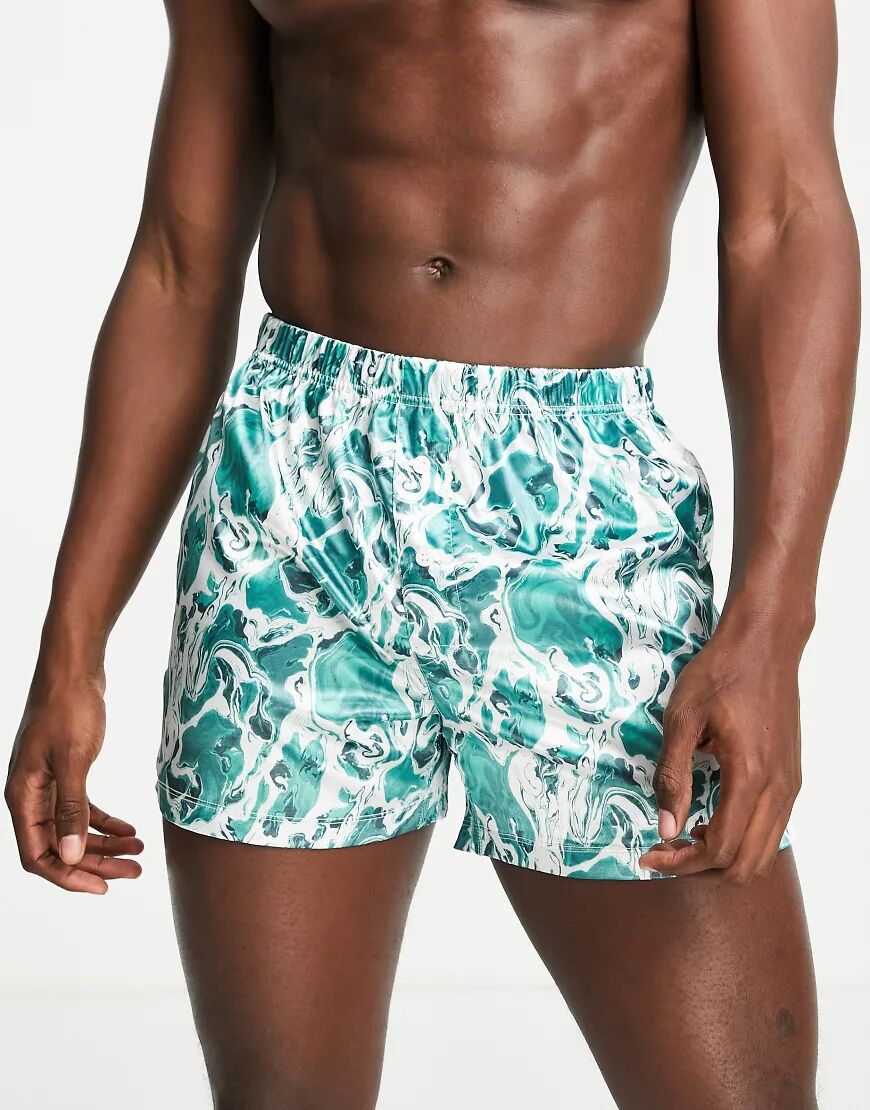 ASOS DESIGN satin boxer with wash print-Multi  Multi