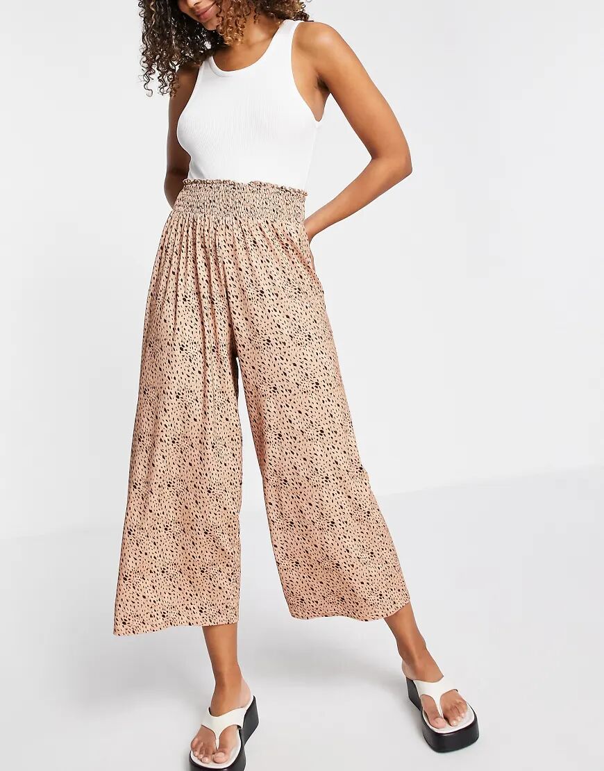 ASOS DESIGN shirred waist culotte in ditsy animal print-Multi  Multi