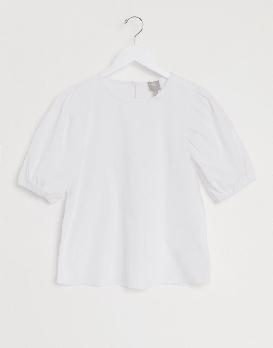 ASOS DESIGN short puff sleeve top in cotton white  White