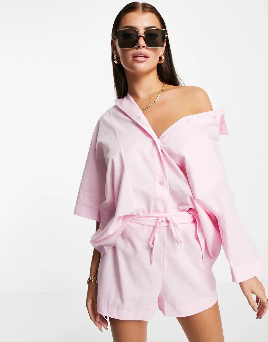 ASOS DESIGN short with tie waist co-ord in pink  Pink