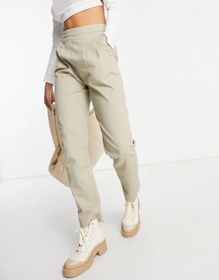 ASOS DESIGN side tab peg trouser in stone-Brown  Brown