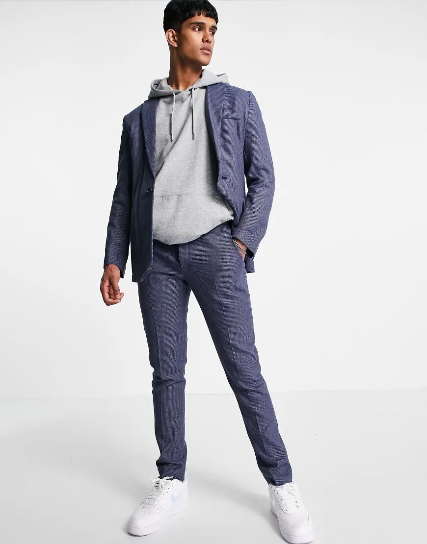 ASOS DESIGN skinny soft tailored suit jacket in navy linen blend  Navy