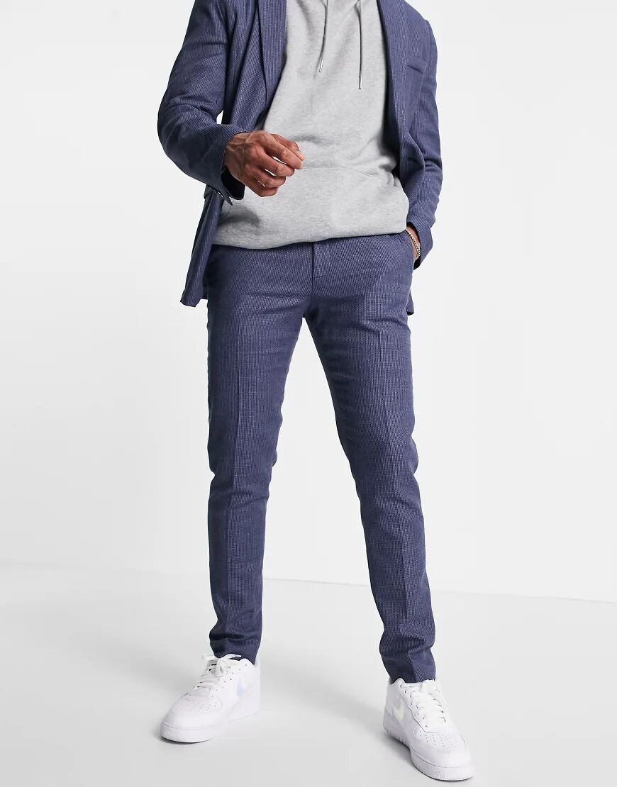 ASOS DESIGN skinny soft tailored suit trousers in navy linen blend  Navy