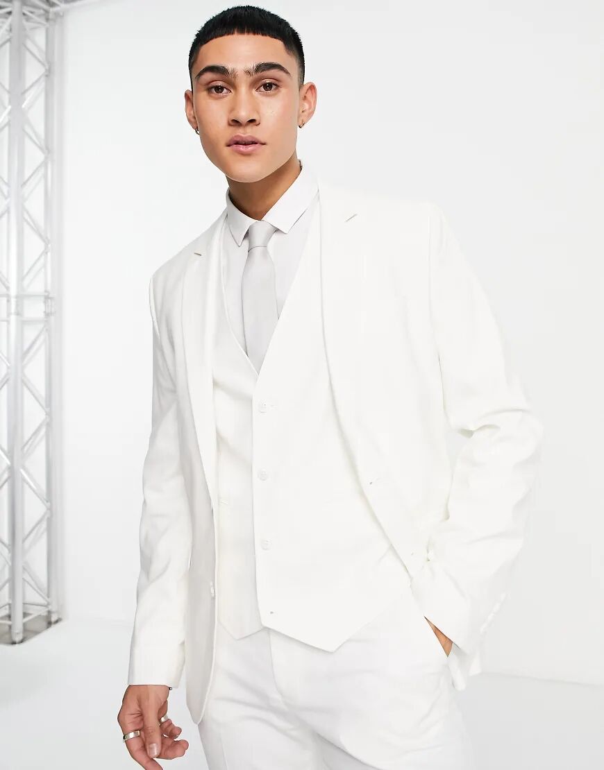 ASOS DESIGN skinny suit jacket in white  White