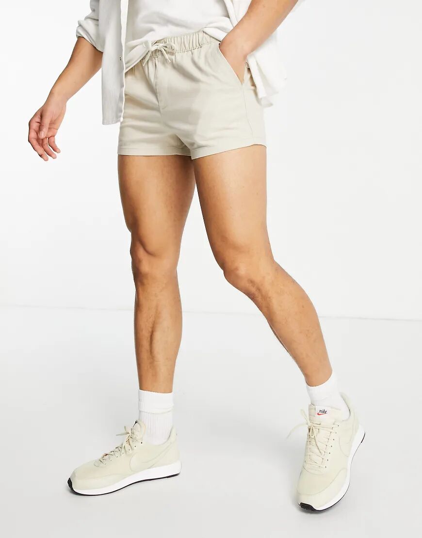 ASOS DESIGN slim chino shorts in beige-Neutral  Neutral