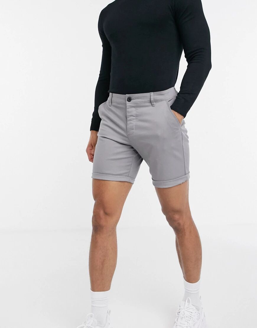 ASOS DESIGN slim chino shorts in light grey  Grey