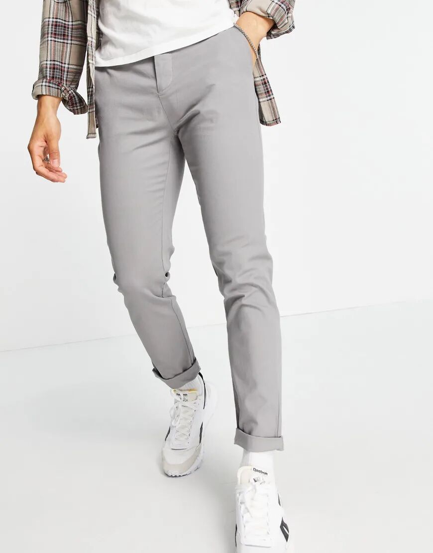 ASOS DESIGN slim chinos in light grey  Grey