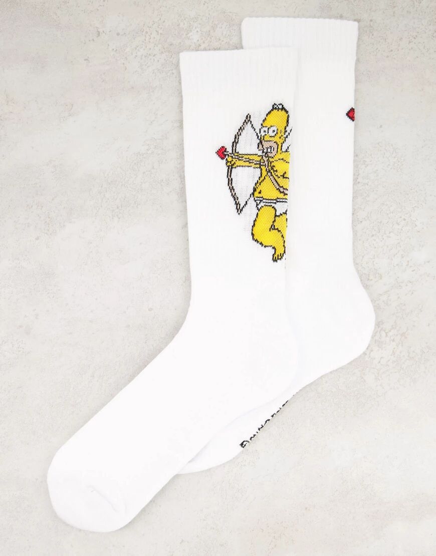 ASOS DESIGN sport sock with valentines homer cupid design-White  White