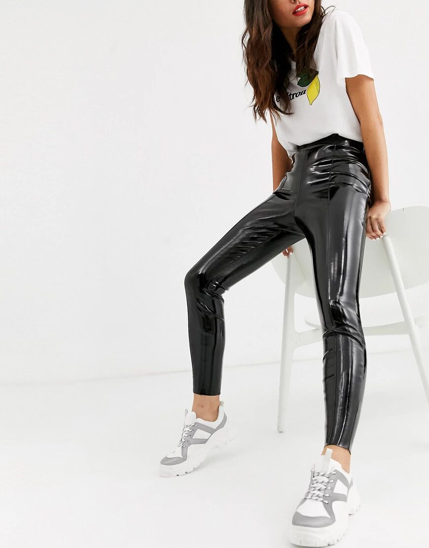 ASOS DESIGN spray on vinyl trousers-Black  Black