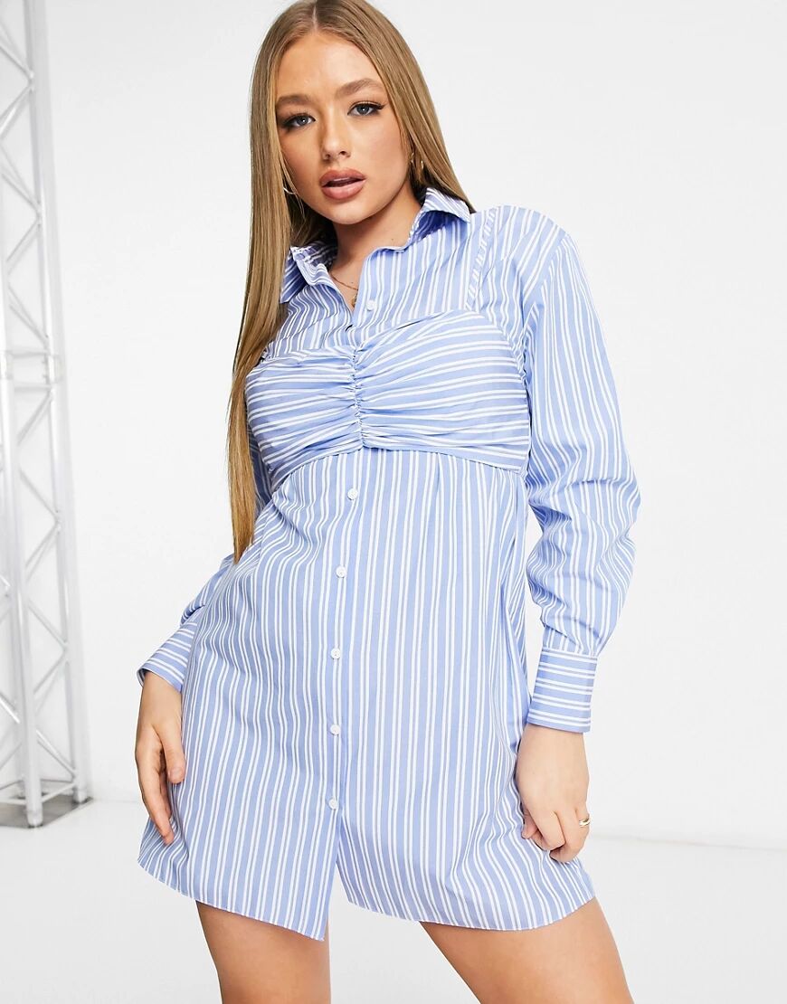 ASOS DESIGN stripe mini shirt dress with crop top-Multi  Multi