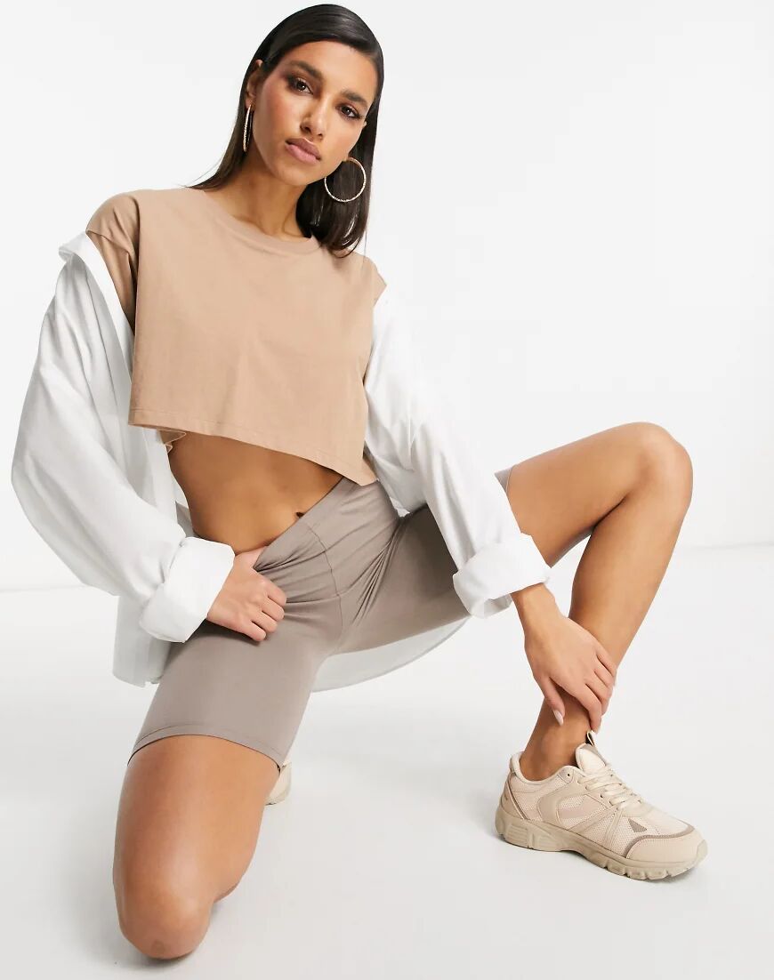 ASOS DESIGN super crop t-shirt in stone-Neutral  Neutral