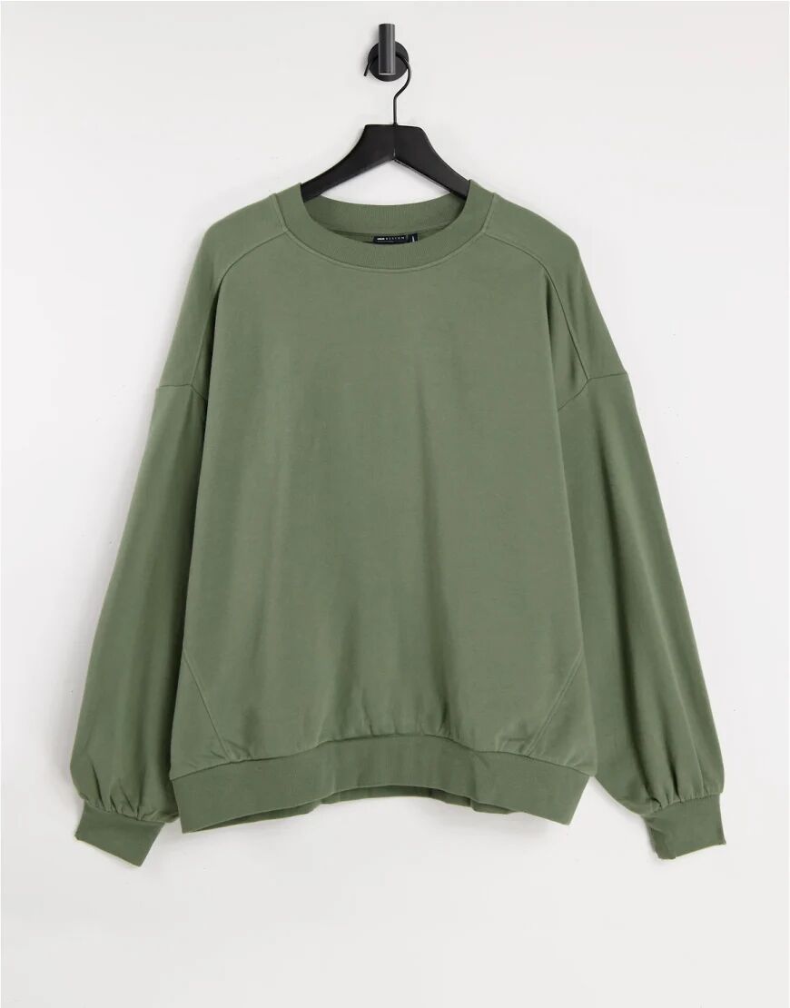 ASOS DESIGN super oversized cocoon sweatshirt with seam detail in khaki-Green  Green